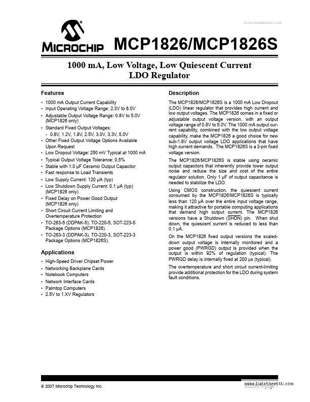 MCP1826S Microchip Technology