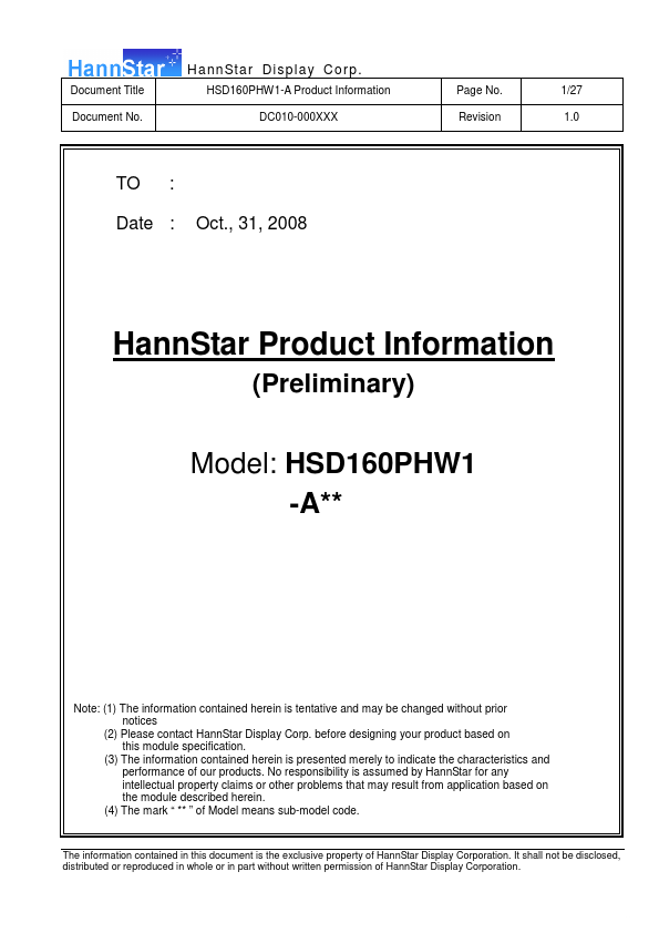 HSD160PHW1-A