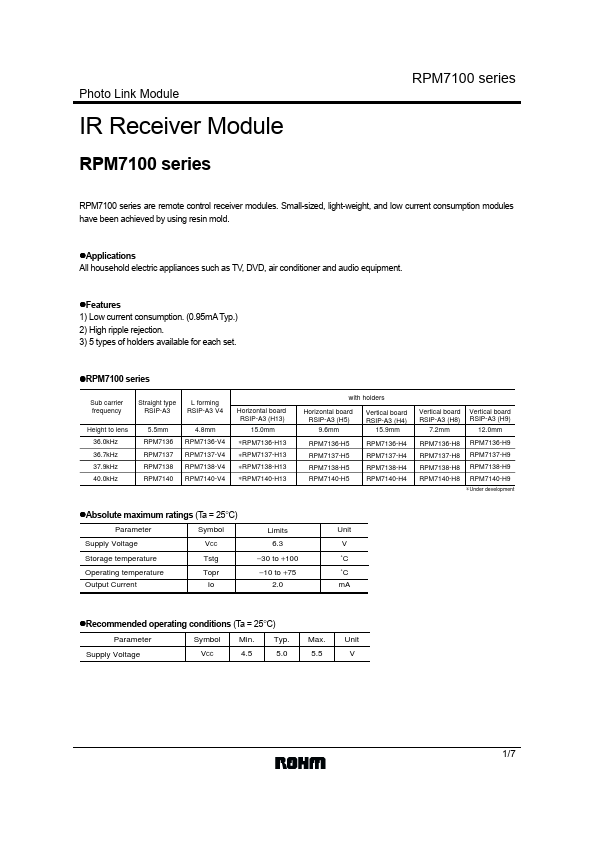 <?=RPM7137?> डेटा पत्रक पीडीएफ