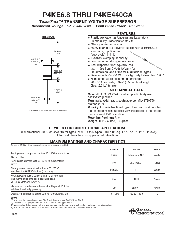 P4KE15 General Semiconductor