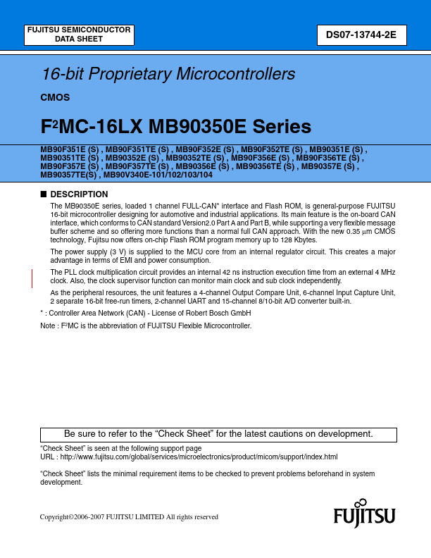 MB90F357TE Fujitsu Media Devices