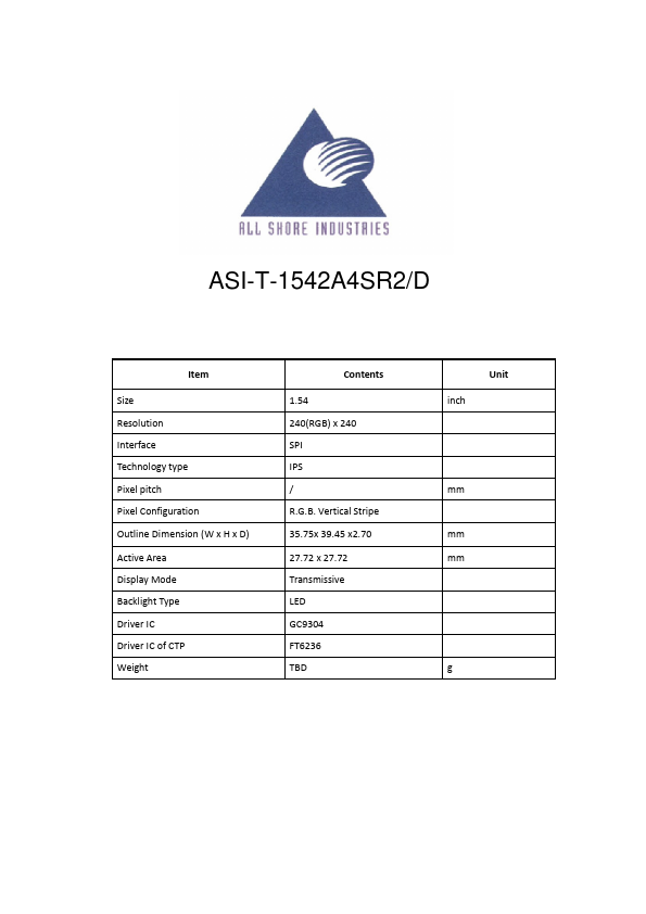 <?=ASI-T-1542A4SR2?> डेटा पत्रक पीडीएफ