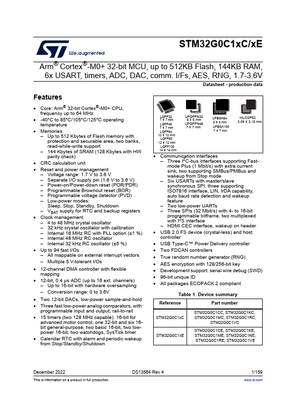 <?=STM32G0C1KE?> डेटा पत्रक पीडीएफ