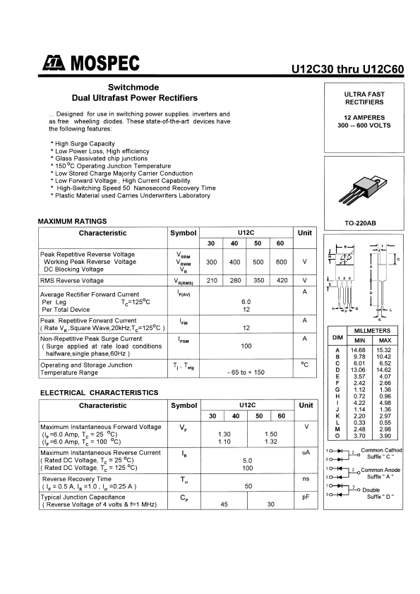 U12C60 Mospec Semiconductor