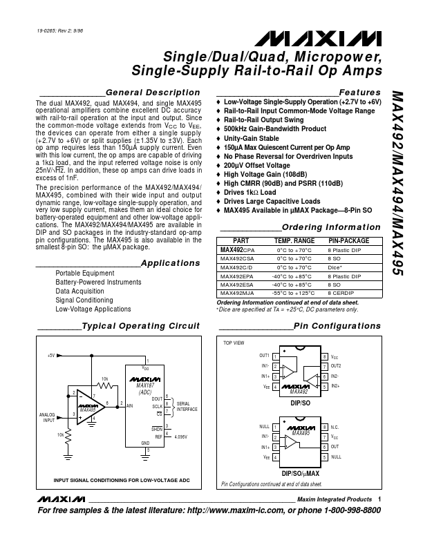 <?=MAX494?> डेटा पत्रक पीडीएफ