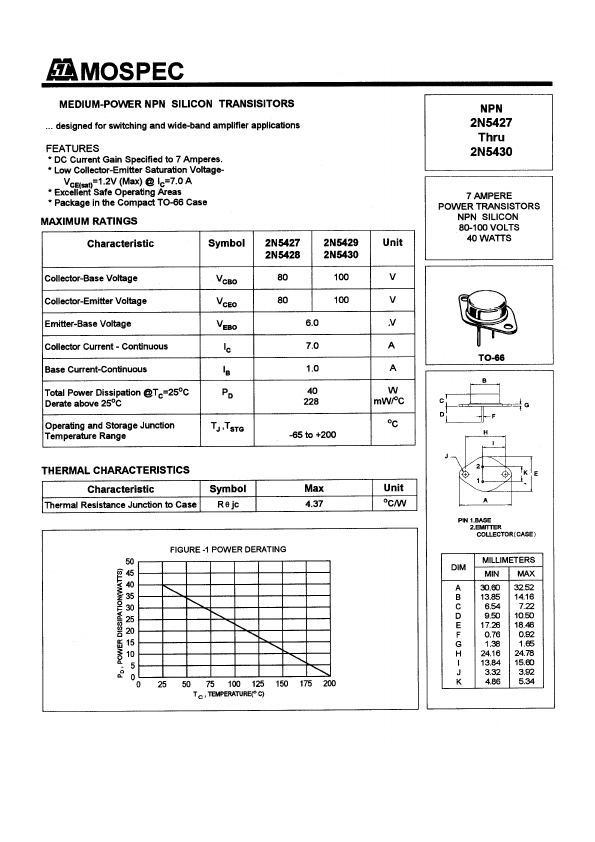 2N5430 Mospec Semiconductor