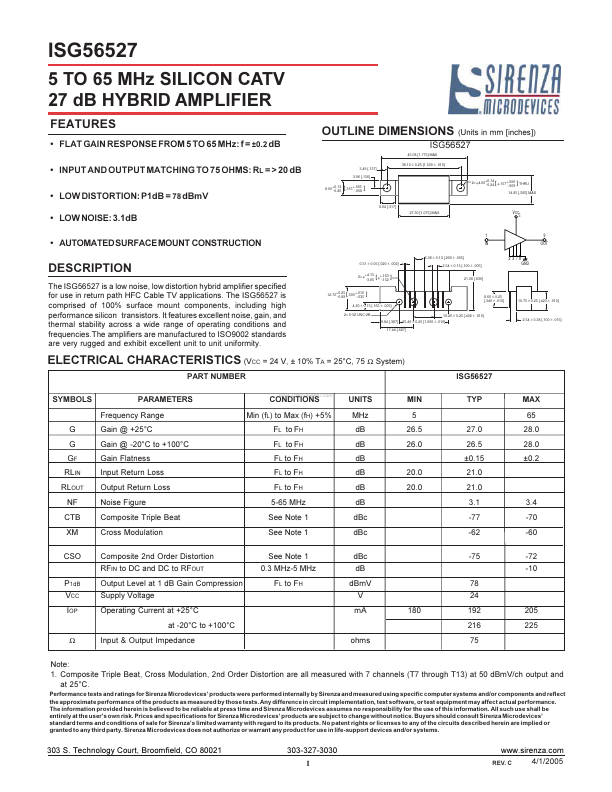 ISG56527 Sirenza Microdevices