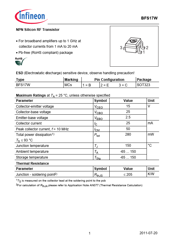 BFS17W Infineon Technologies AG