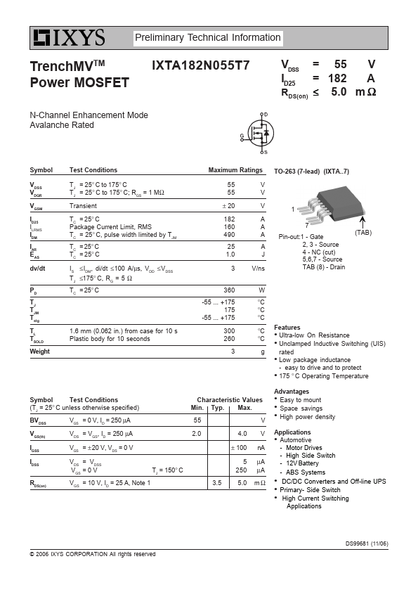 IXTA182N055T7