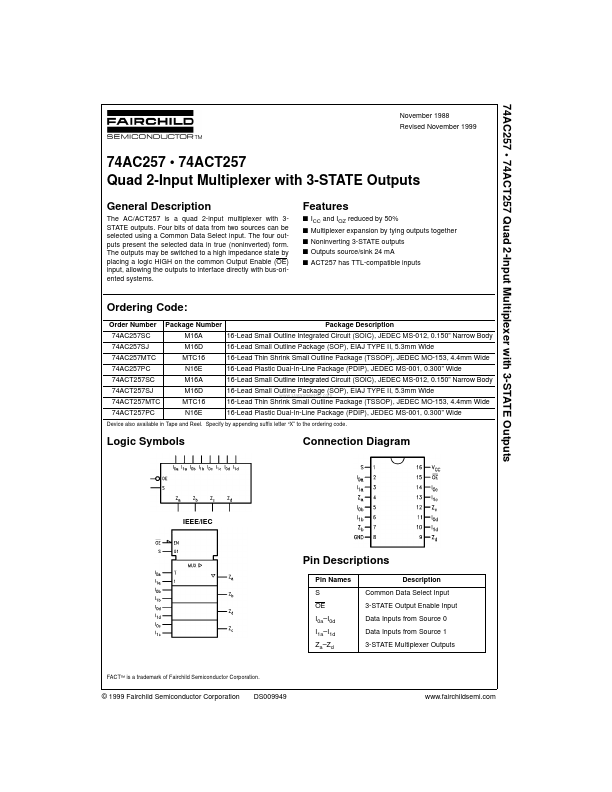 74ACT257 Fairchild Semiconductor