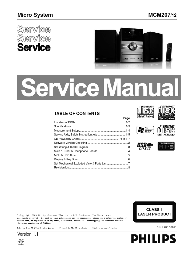 MCM207 Manual Datasheet pdf - Service Manual. Equivalent, Catalog