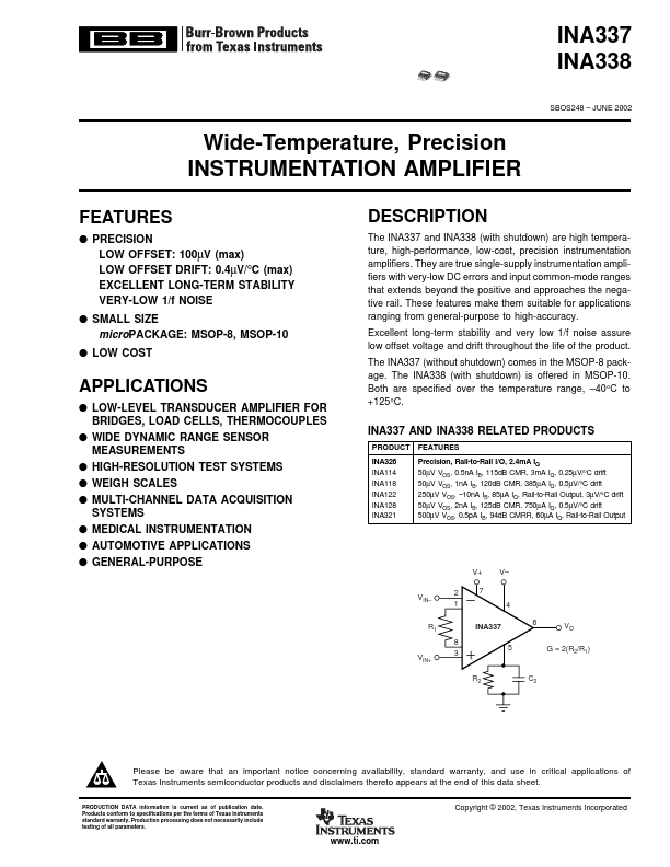 INA338 Burr-Brown
