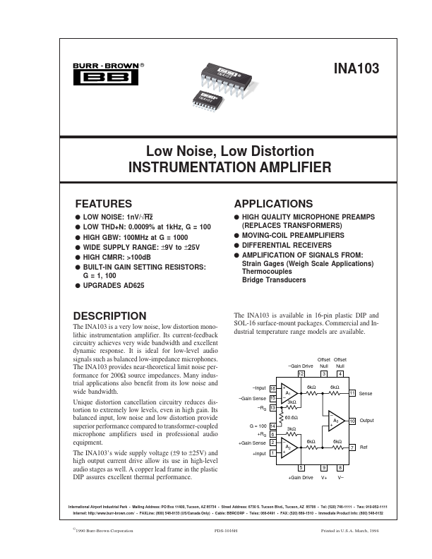 INA103 Burr-Brown Corporation
