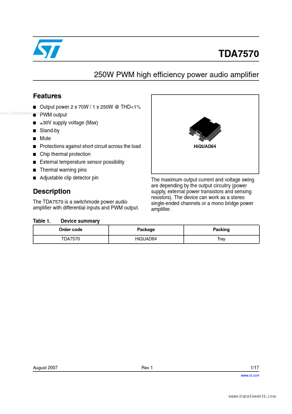 <?=TDA7570?> डेटा पत्रक पीडीएफ