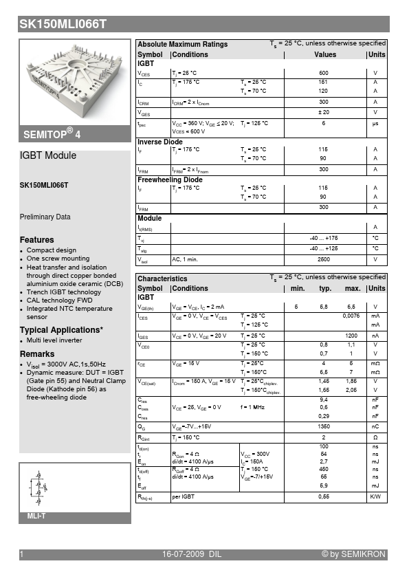 SK150MLI066T Semikron International