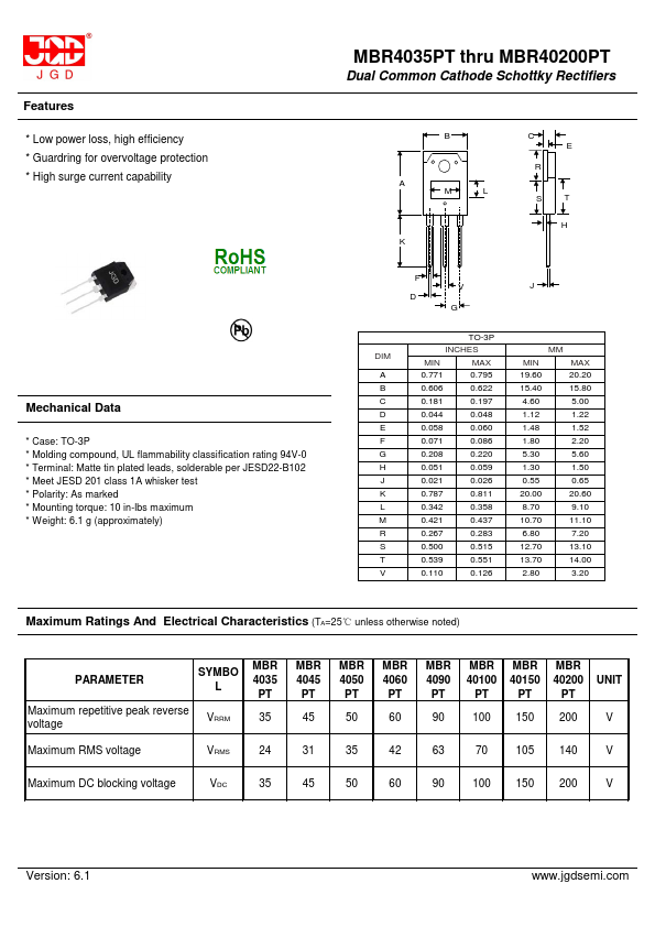 <?=MBR4060PT?> डेटा पत्रक पीडीएफ