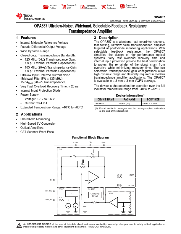 OPA857 Texas Instruments