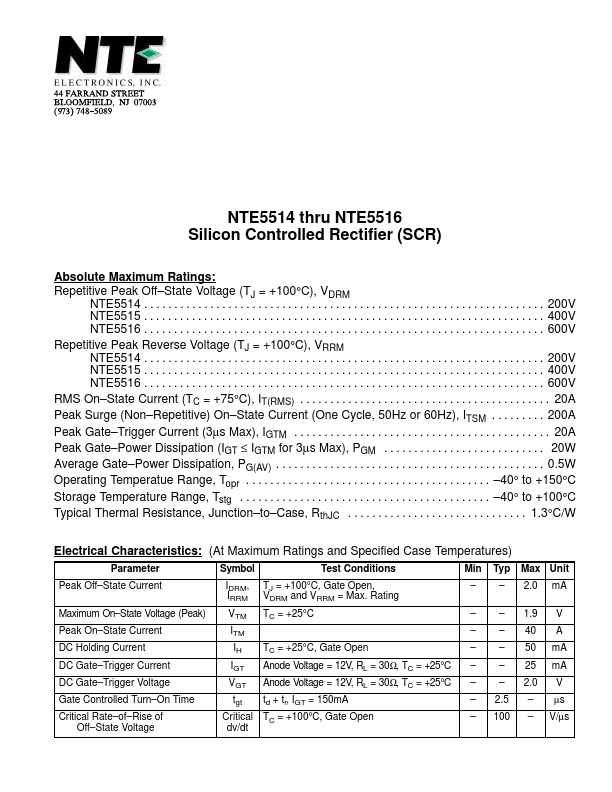 <?=NTE5516?> डेटा पत्रक पीडीएफ