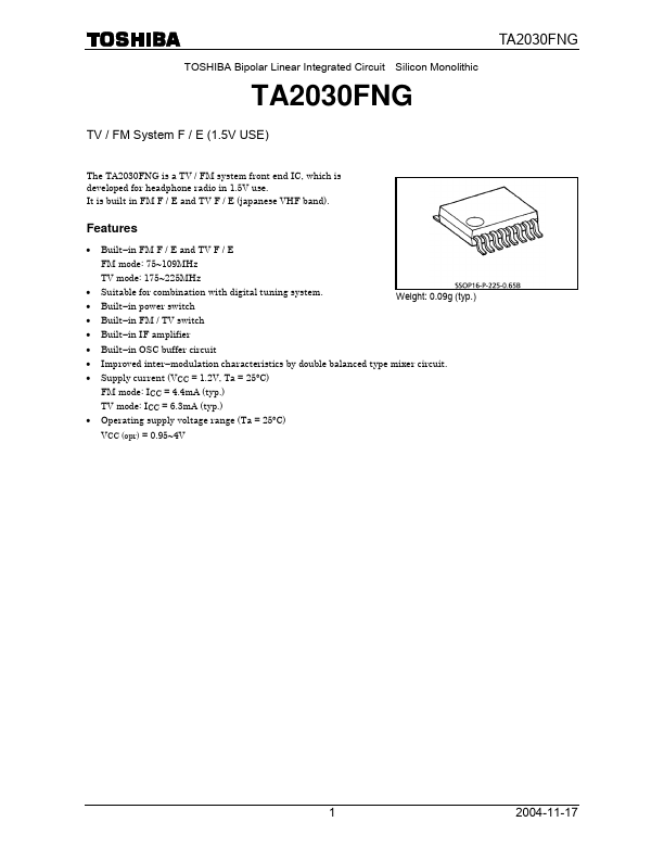TA2030FNG Toshiba Semiconductor