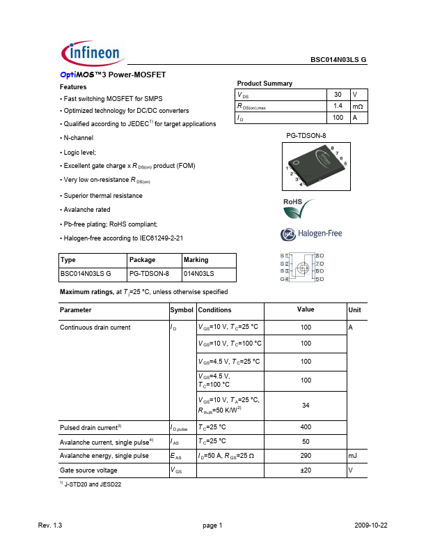 BSC014N03LSG Infineon