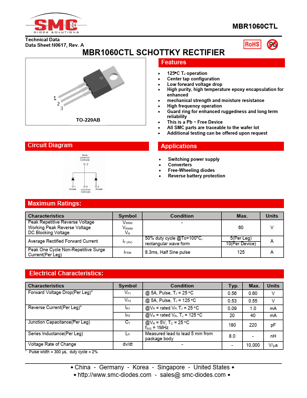 MBR1060CTL Sangdest Microelectronics
