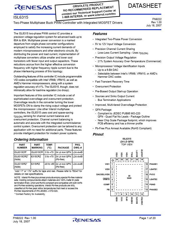 ISL6315 Renesas