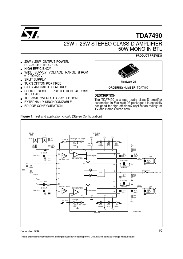 TDA7490 ST Microelectronics