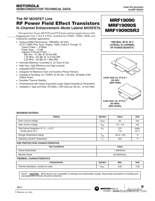 <?=MRF19090SR3?> डेटा पत्रक पीडीएफ