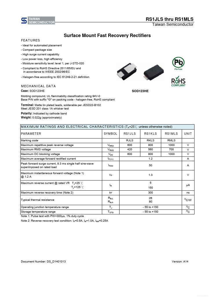 RS1MLS Taiwan Semiconductor