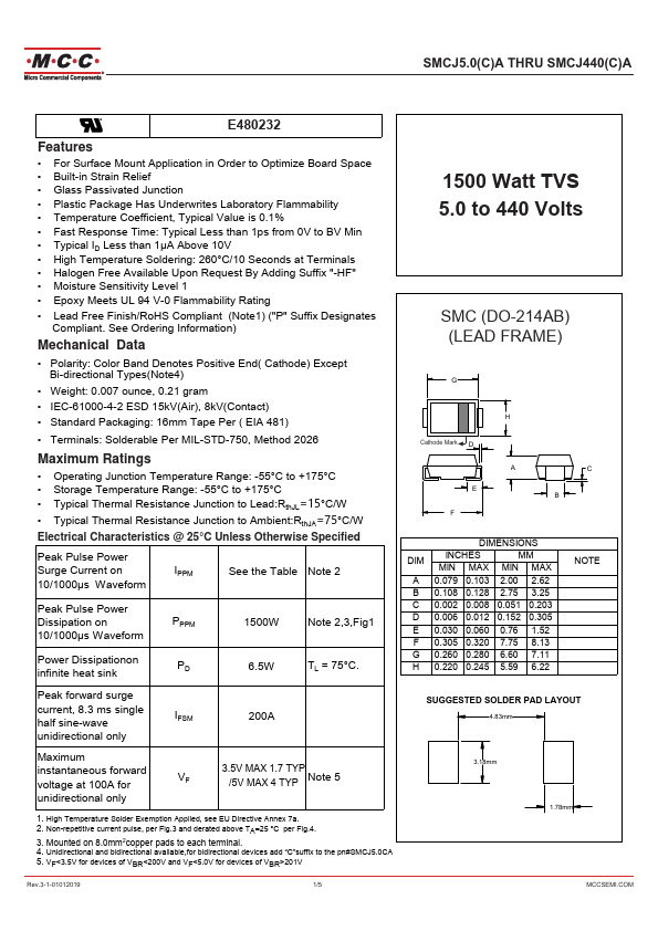 SMCJ6.5A MCC