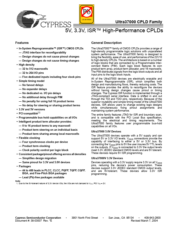 CY37256VP256-100BGC Cypress Semiconductor