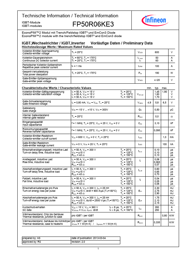 <?=FP50R06KE3?> डेटा पत्रक पीडीएफ