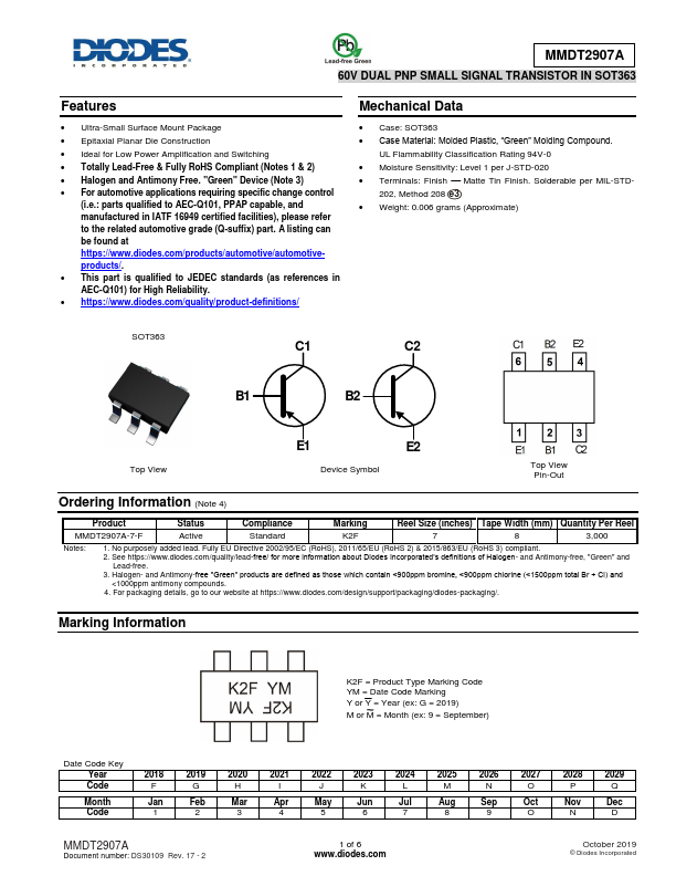MMDT2907A Diodes Incorporated