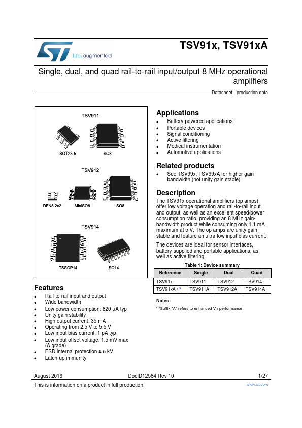 TSV912 ST Microelectronics