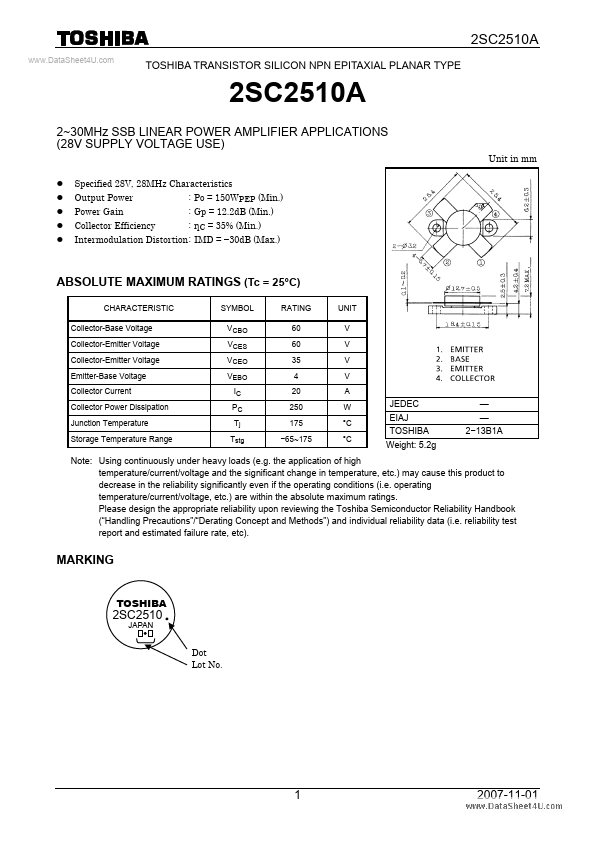 2SC2510A Toshiba Semiconductor