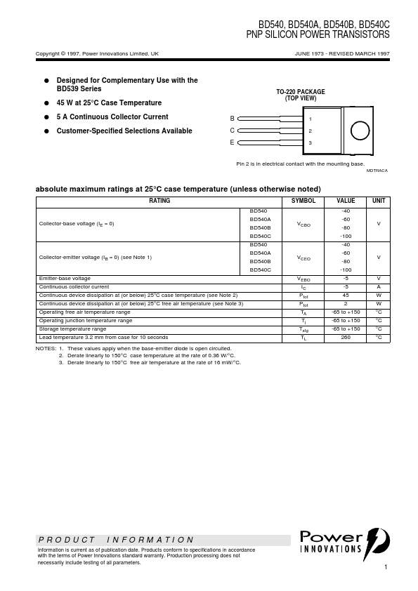 BD540B Power Innovations Limited