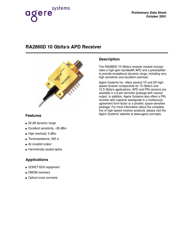 RA2860D Agere Systems