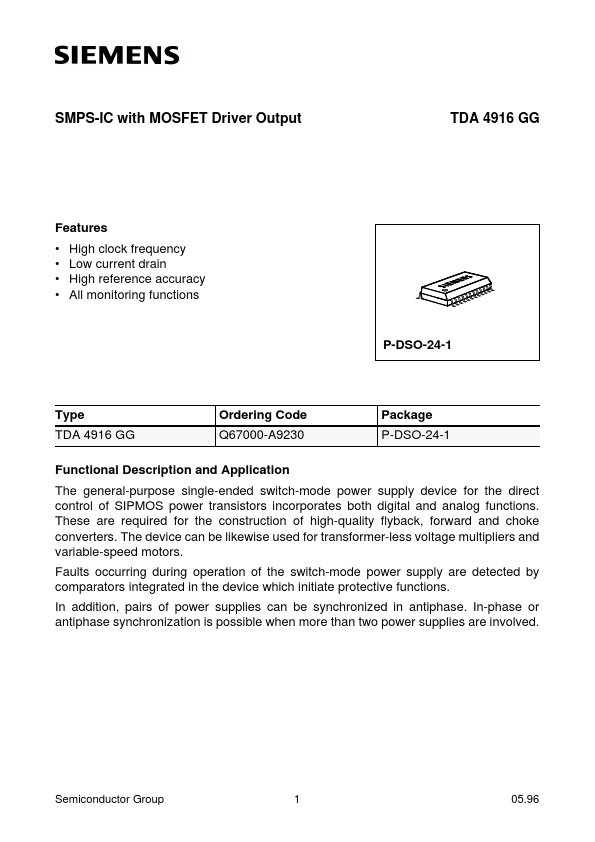 TDA4916GG Siemens Semiconductor