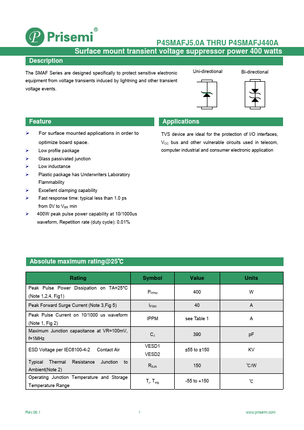 P4SMAFJ9.0A Prisemi