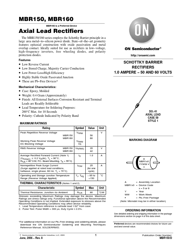 MBR160 ON Semiconductor