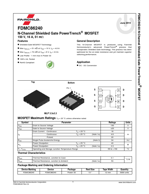 FDMC86240 Fairchild Semiconductor