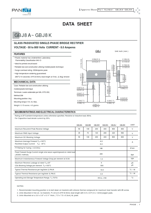 GBJ8J Pan Jit International Inc.