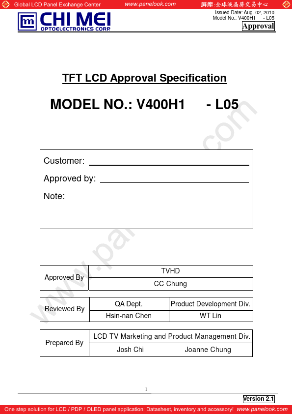 <?=V400H1-L05?> डेटा पत्रक पीडीएफ