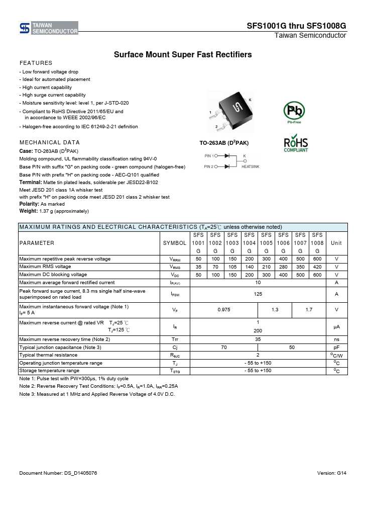 SFS1001G Taiwan Semiconductor