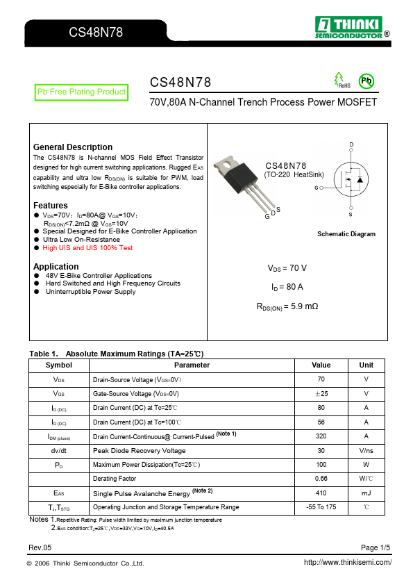 CS48N78 Thinki Semiconductor