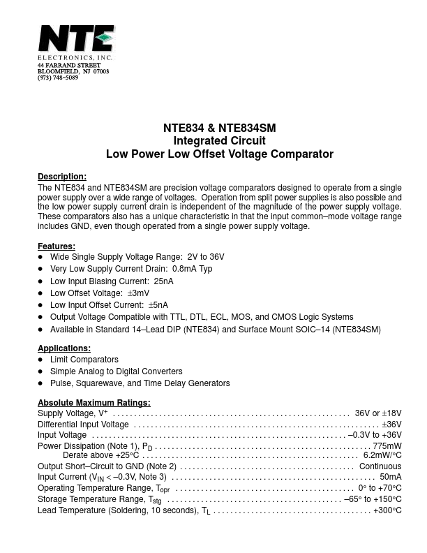 NTE834SM NTE Electronics