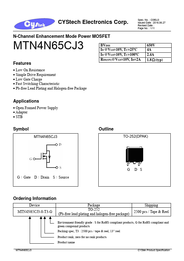 <?=MTN4N65CJ3?> डेटा पत्रक पीडीएफ