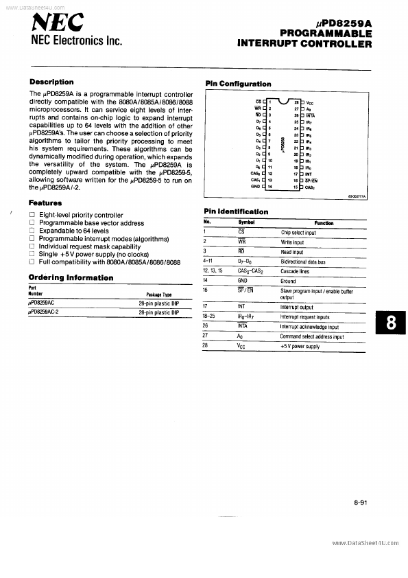 <?=uPD8259A?> डेटा पत्रक पीडीएफ