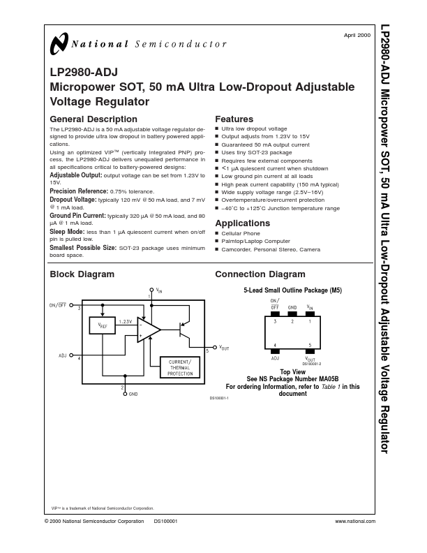 LP2980-ADJ National Semiconductor