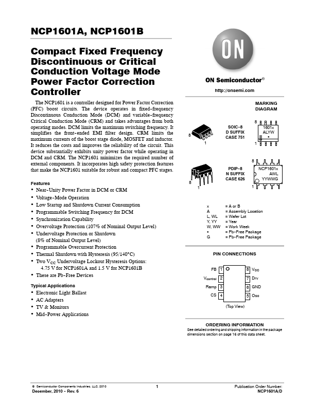 NCP1601B ON Semiconductor